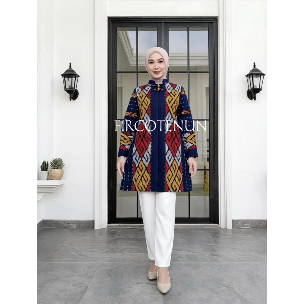 Tunik Tenun Ralina - Tunik Hijab - Tunik Lengan Panjang - Tunik Wanita