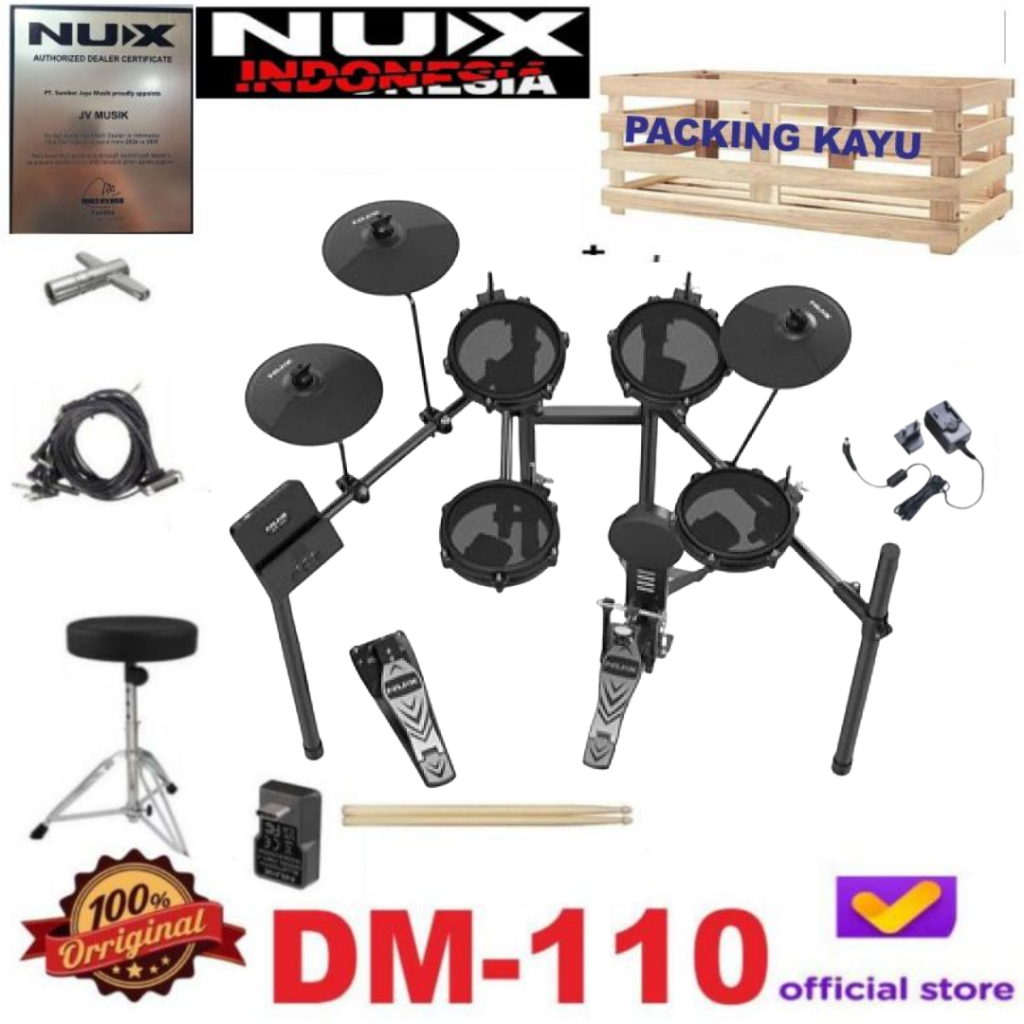 Drum Nux DM110 Digital Drum Elektrik Set Nux DM-110 Elektrik Drum Set Paket Type Terbaru
