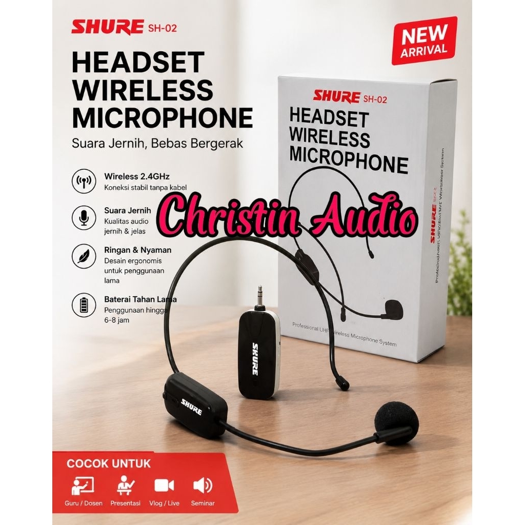 Mic Imam Bando Wierless 2,4G SHU RE SH02 / SH 02 Bisa Di Gunakan Ampli Toa Dan Speaker
