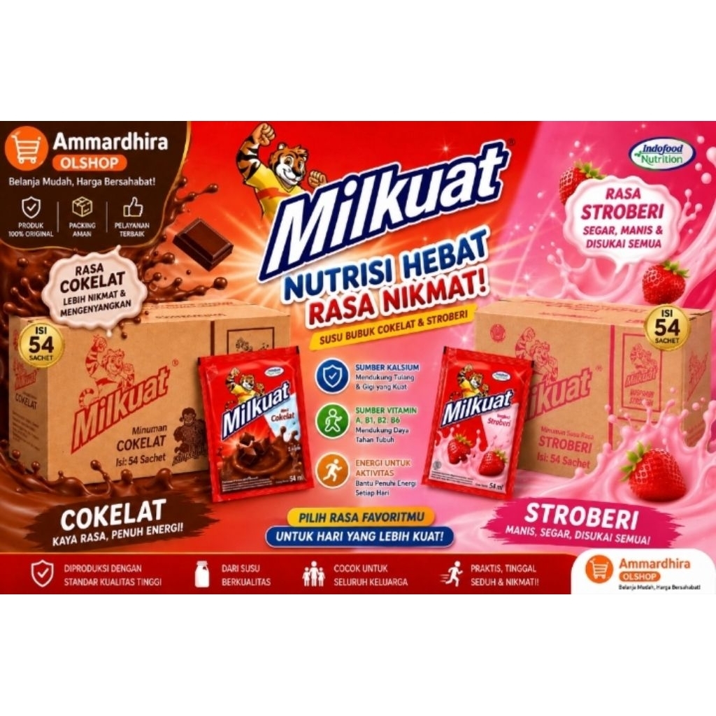 paket mix susu milkuat bantal coklat strobery 20 pcs