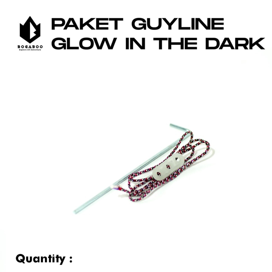 Paket Stopper Guyline  10 Pcs + Tali prusik 10M +Pasak 10 pcs - Glow In The Dark ( Untuk Pengatur Ta