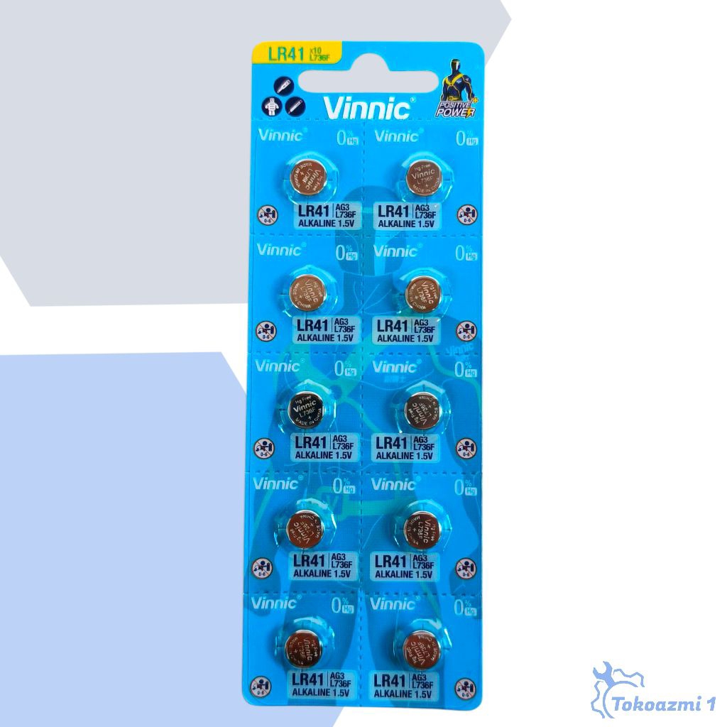 Baterai Vinnic LR41 L736F Original Battery Alkaline 192 L736 AG3 1.5v Perlembar Isi 10pcs