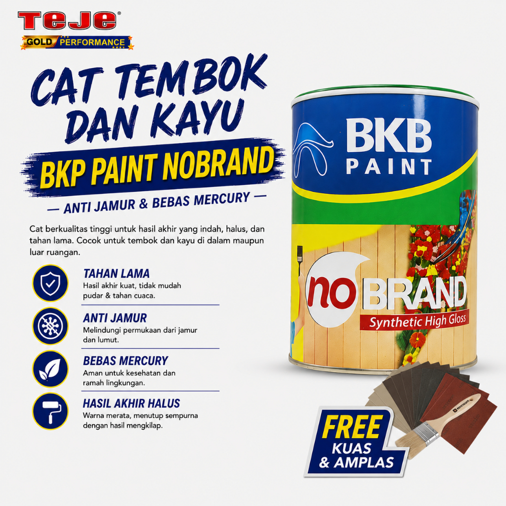 NOBRAND Cat Minyak Kayu Dan Besi 800 ml FREE Kuas & Amplas BKB Paint 0,8 liter No Brand