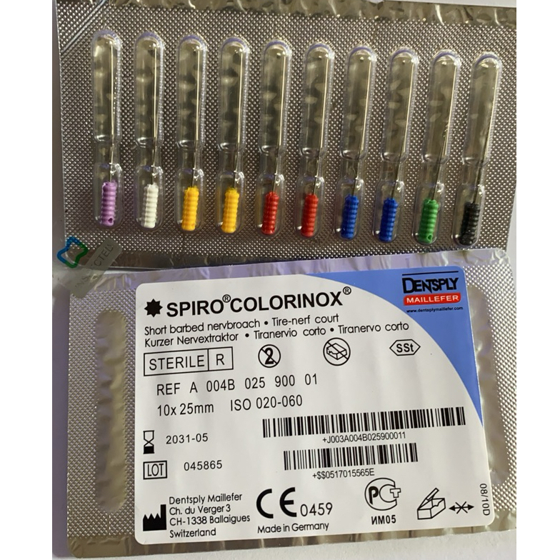 Barbed broach dentsply spiro colorinox / endo jarum ekstirpasi