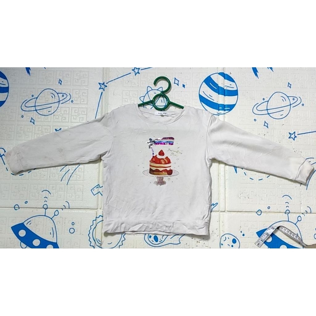 Sweater Anak Global Work Putih Motif Kue Lengan Panjang