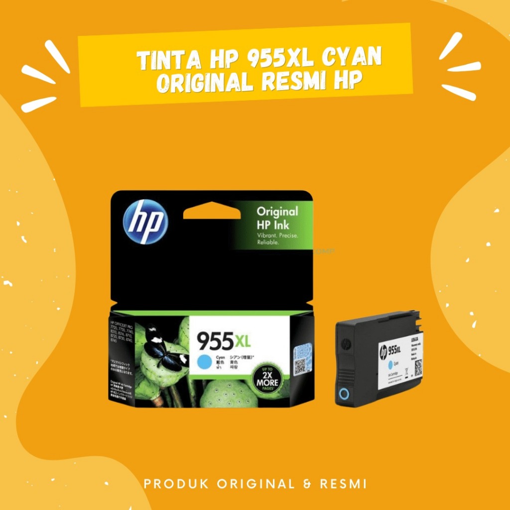 Tinta HP 955 XL Cyan Ink Cartridge HP 955XL Cyan Original