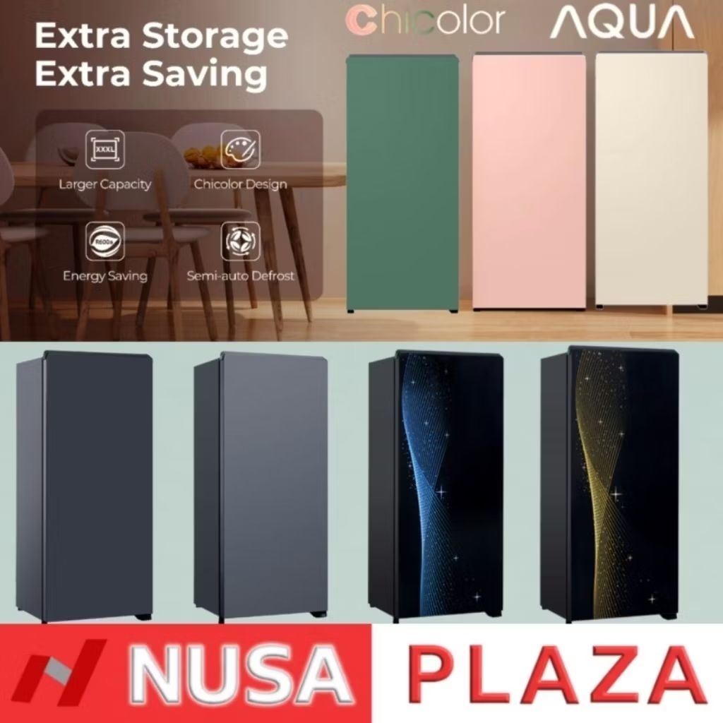 KULKAS AQUA 1 PINTU LOW WATT+SEMI DEFROST+BIGGER FREEZER