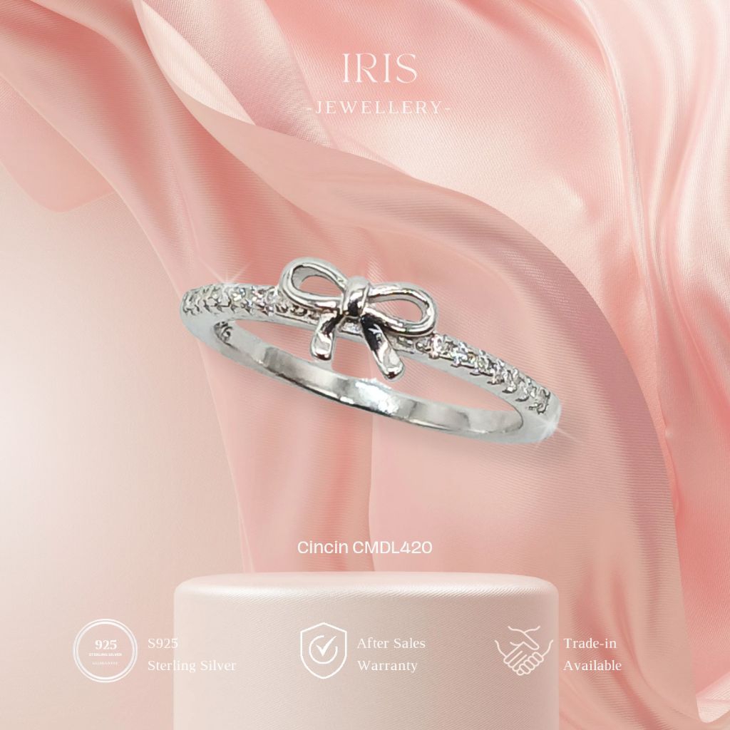 [Iris Jewellery] - Cincin CMDL420 - Sterling Silver 925 lapis Emas Putih 18K