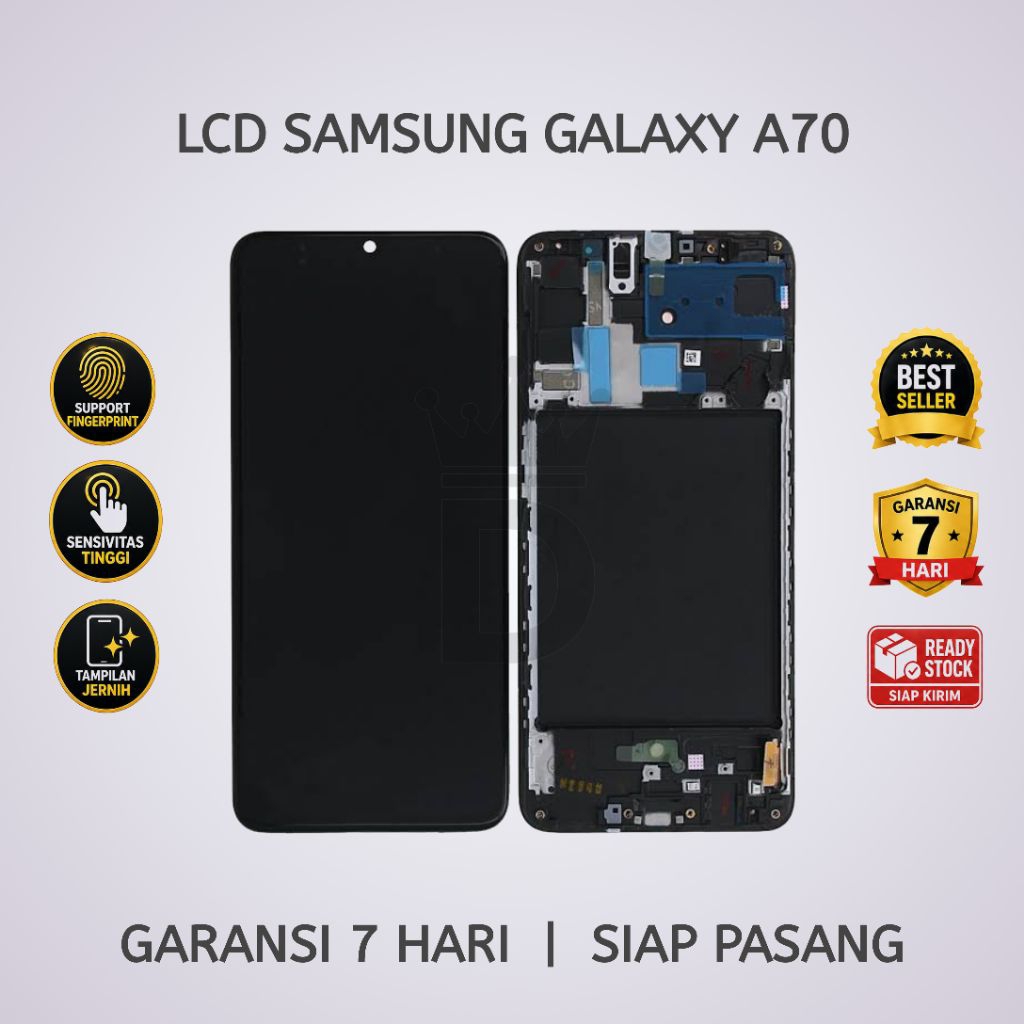 LCD TOUCHSCREEN SAMSUNG A70 OLED FINGERPRINT FULLSET + FRAME