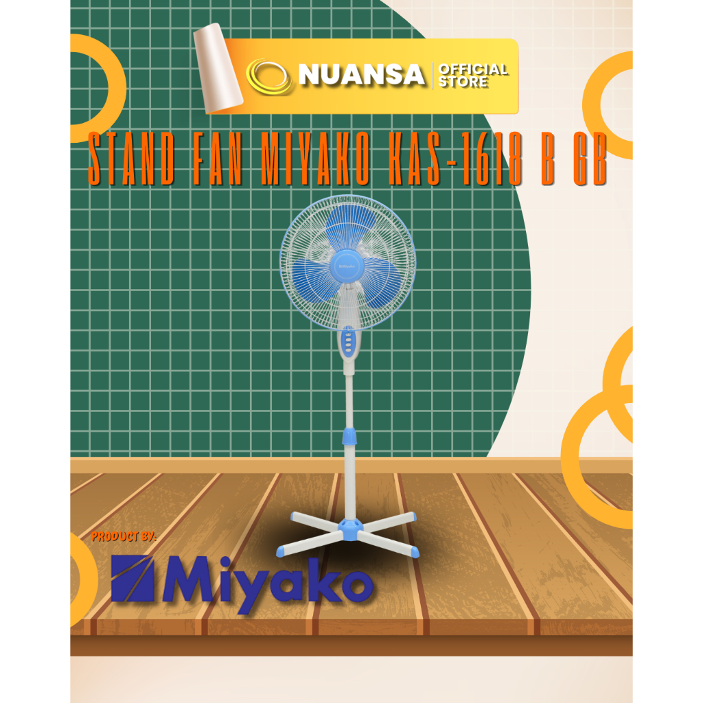 Miyako KAS-1618BGB - Stand Fan 16 Inch / Kipas Angin Berdiri Extra Strong Wind