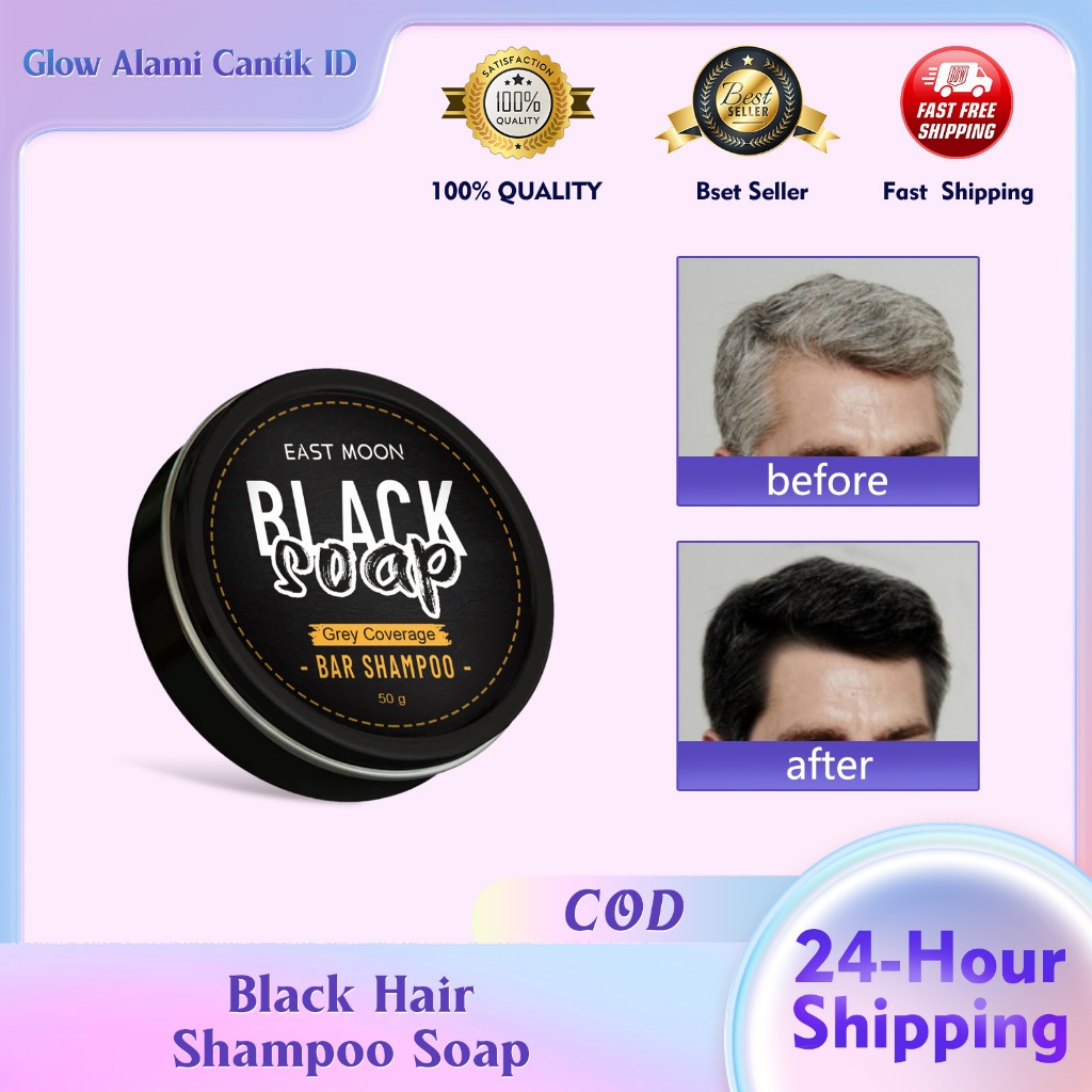 East Moon Black Soap Pria 50g Rambut Hitam Sabun Pemuith Penggelap Rambut Shampoo Bar Penggelap Hair