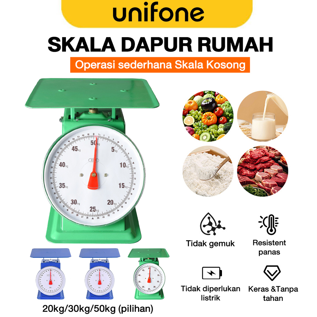 Timbangan Manual 20kg 30kg 50kg Spring Dial Scale Besi Tebal Datar Timbangan Ayam Daging Sembako