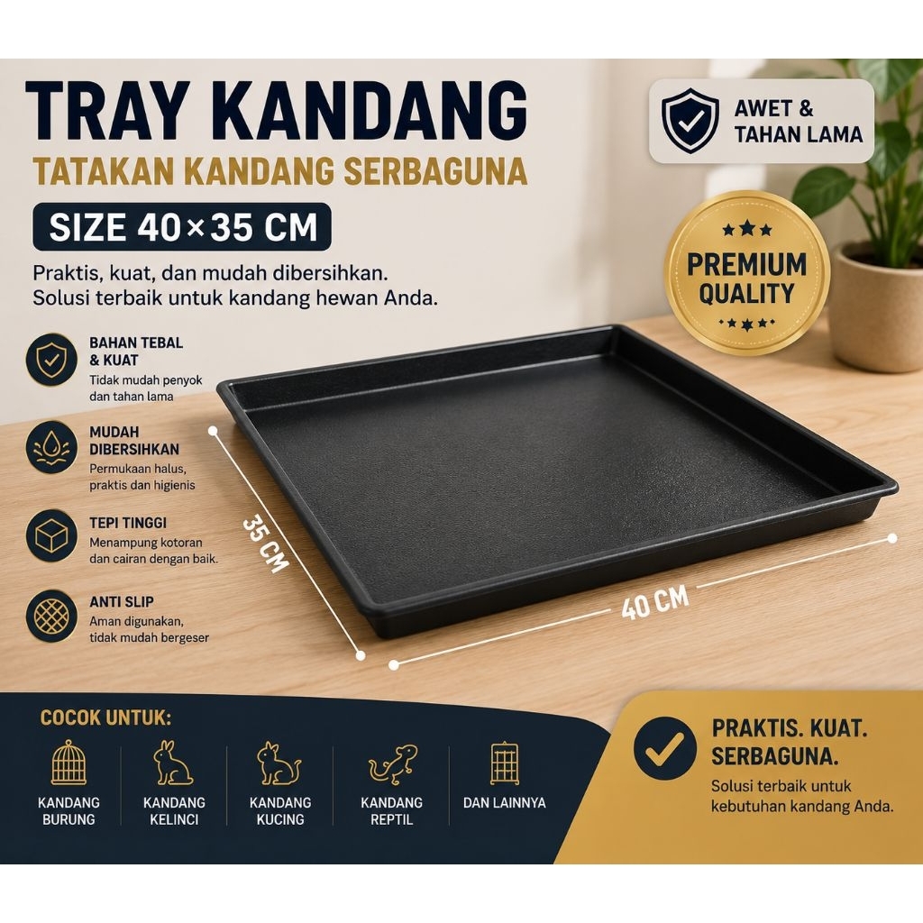 Tray Kandang 40x35 CM Tatakan Kandang Plastik Tebal Anti Bocor