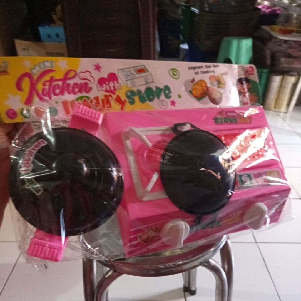 KOMPOR ANAK LED PINK LUCU CANTIK BATERAI ANAK CEWEK TK PAUD SD MASAK MASAKAN PANCI WAJAN PANGGANGAN 