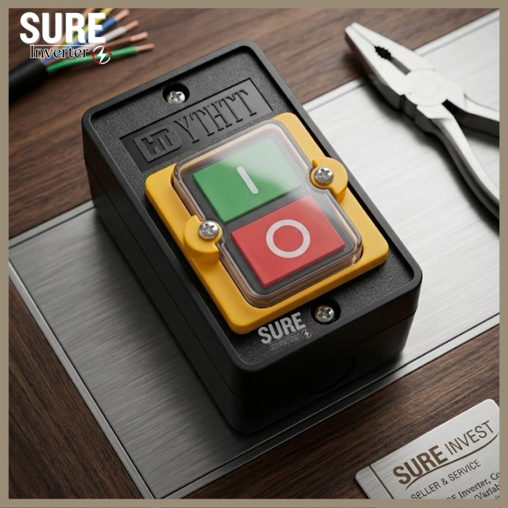 Switch Saklar Tekan ON OFF 6BAUT WATERPROOF  220V-380V Tekan Tombol Panel Mesin with Box Duduk Table