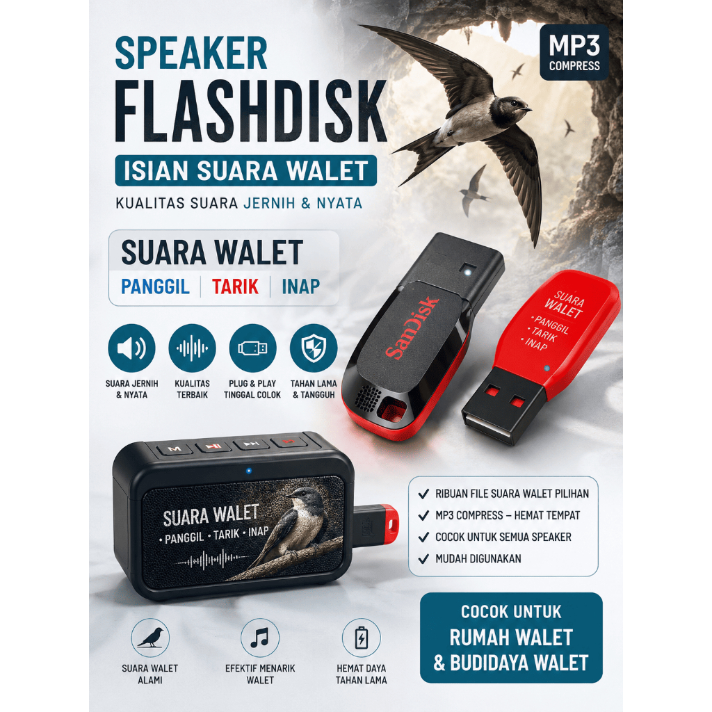flashdisk isian suara burung walet  suara walet panggil tarik inap