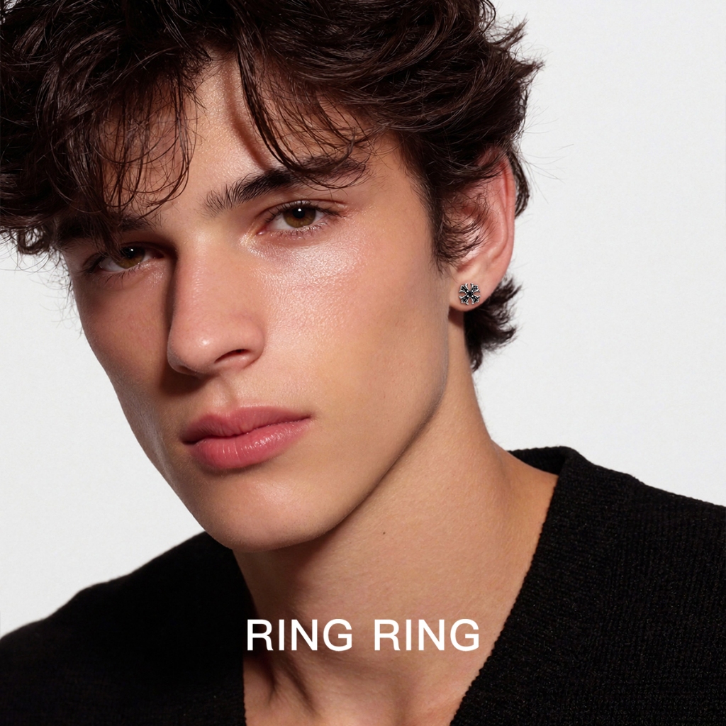 RINGRING Anting Tindik Titanium Motif Naga Anti Karat Stylish Unisex Kekinian