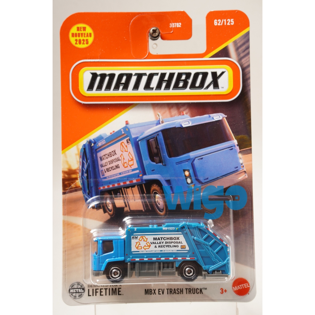 Matchbox MBX EV Trash Truck biru Valley Disposal Recycling truk sampah listrik no.62 93BF 2025 Dieca