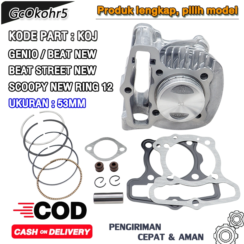 BLOK SEHER BORING BORE UP GENIO PISTON 53MM BEAT NEW BEAT LED BEAT DELUXE BEAT STREET SCOOPI FI NEW 