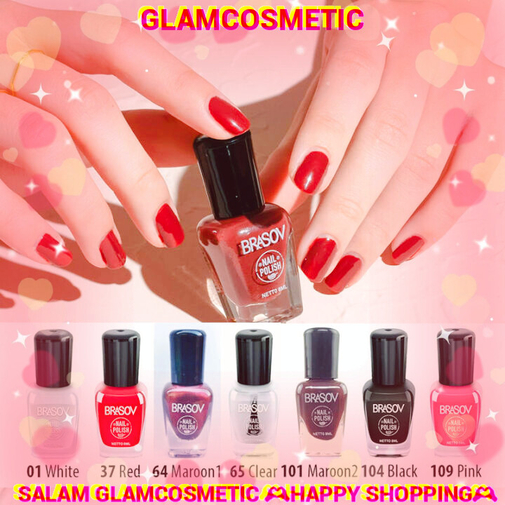 BRASOV Kutek Nail Polish Cat Kuku 8ml [ Satuan Pc ]  Warna Menarik, Mudah Diaplikasikan, Tahan Lama