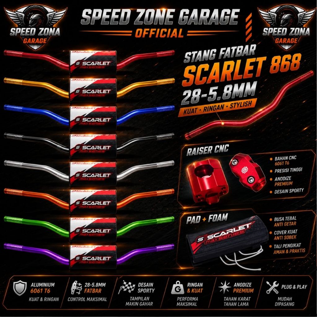 Stang Fatbar { 868 / 28 - 5.8mm } [ Raiser CNC + Foam ] " Original Scarlet "