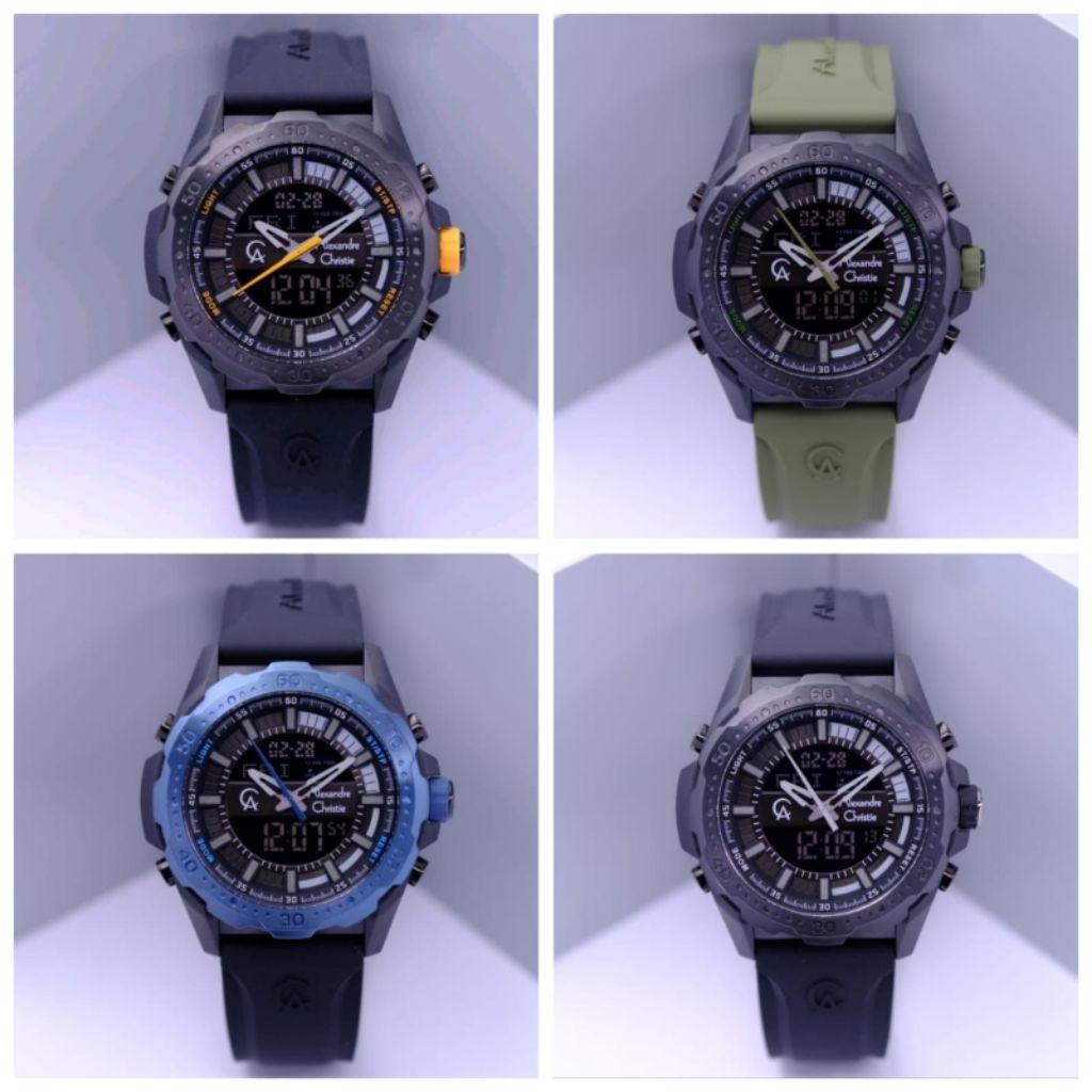 JAM TANGAN PRIA ALEXANDRE CHRISTIE 9370MH / AC 9370 RUBBER DUAL TIME [ORIGINAL]