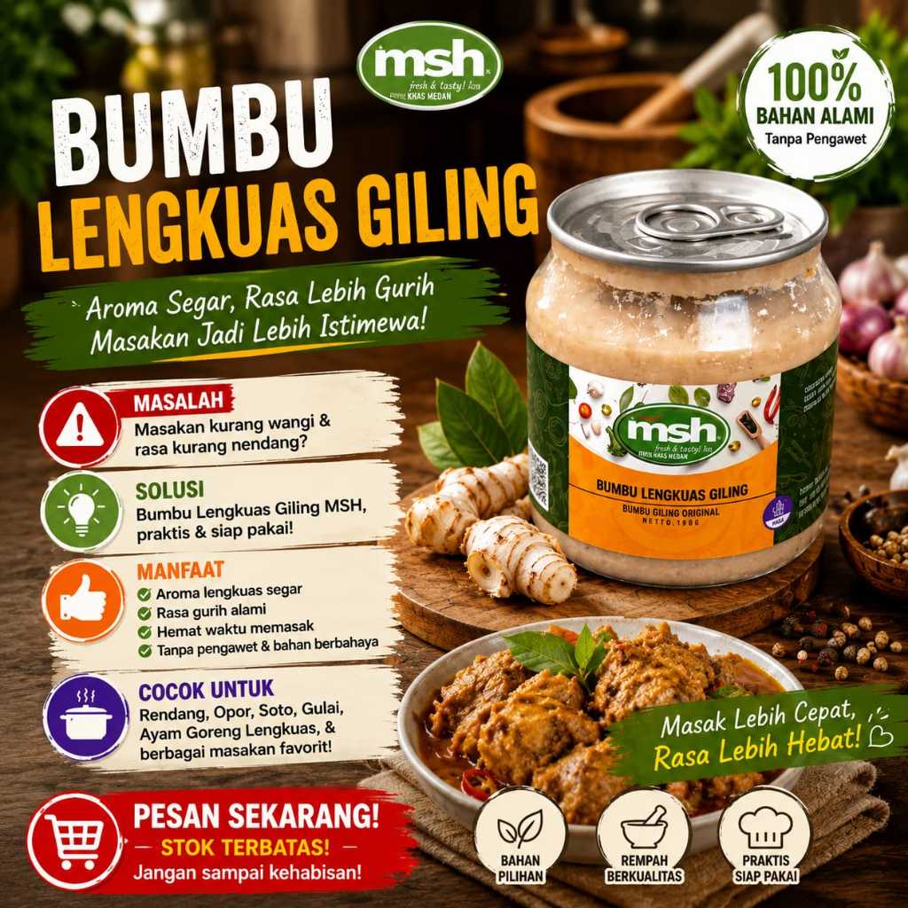 MSH Bumbu Lengkuas Giling 190 gr , Bumbu Lengkuas Giling Murni , Bumbu Lengkuas Giling Tanpa Pengawe