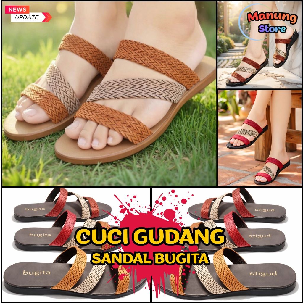 SANDAL teplek tali rajut model gladiator kreasi anak bangsa - flat shoes - Bisa COD