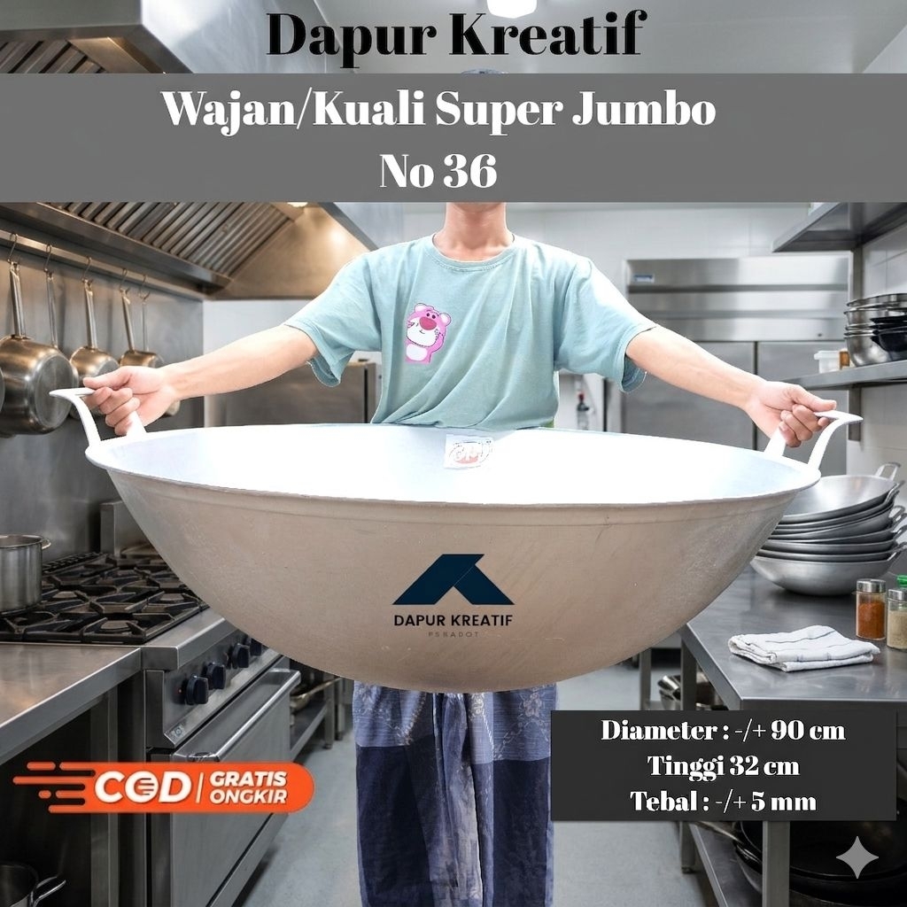 Wajan Ceper Jumbo No.36 Kuali Kancah Besar Bahan Alumunium cor tebal