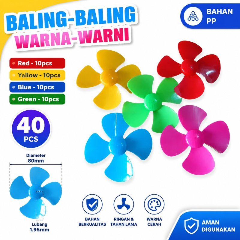 Baling Baling 4 Daun 10pcs 4 Warna untuk mainan DIY, model kapal, eksperimen
