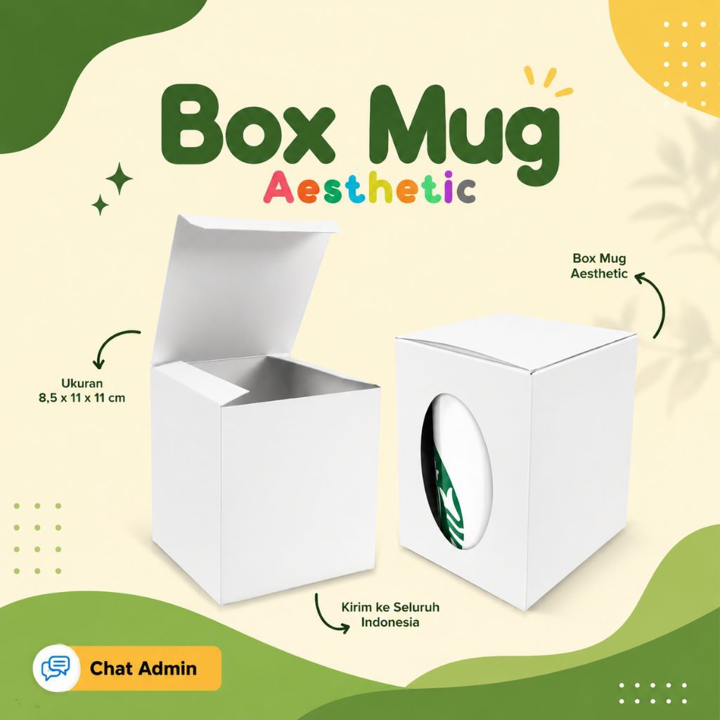 Box Mug Putih Polos / Dus Mug Souvenir Gelas / Kardus Mug Kotak Duplex