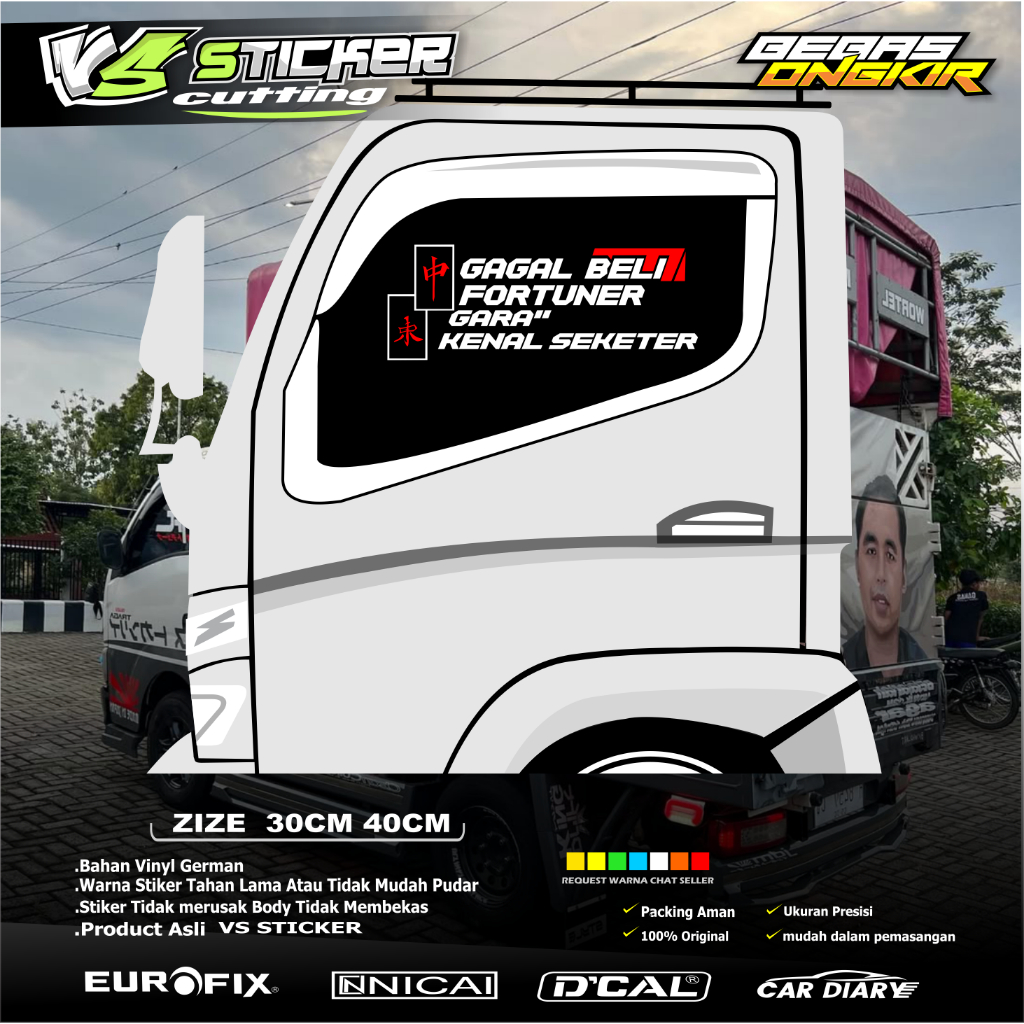 Stiker Cutting  Variasi kata motivasi untuk  kaca pintu bak Truk Mobil Canter Pick up tulisan gagal 