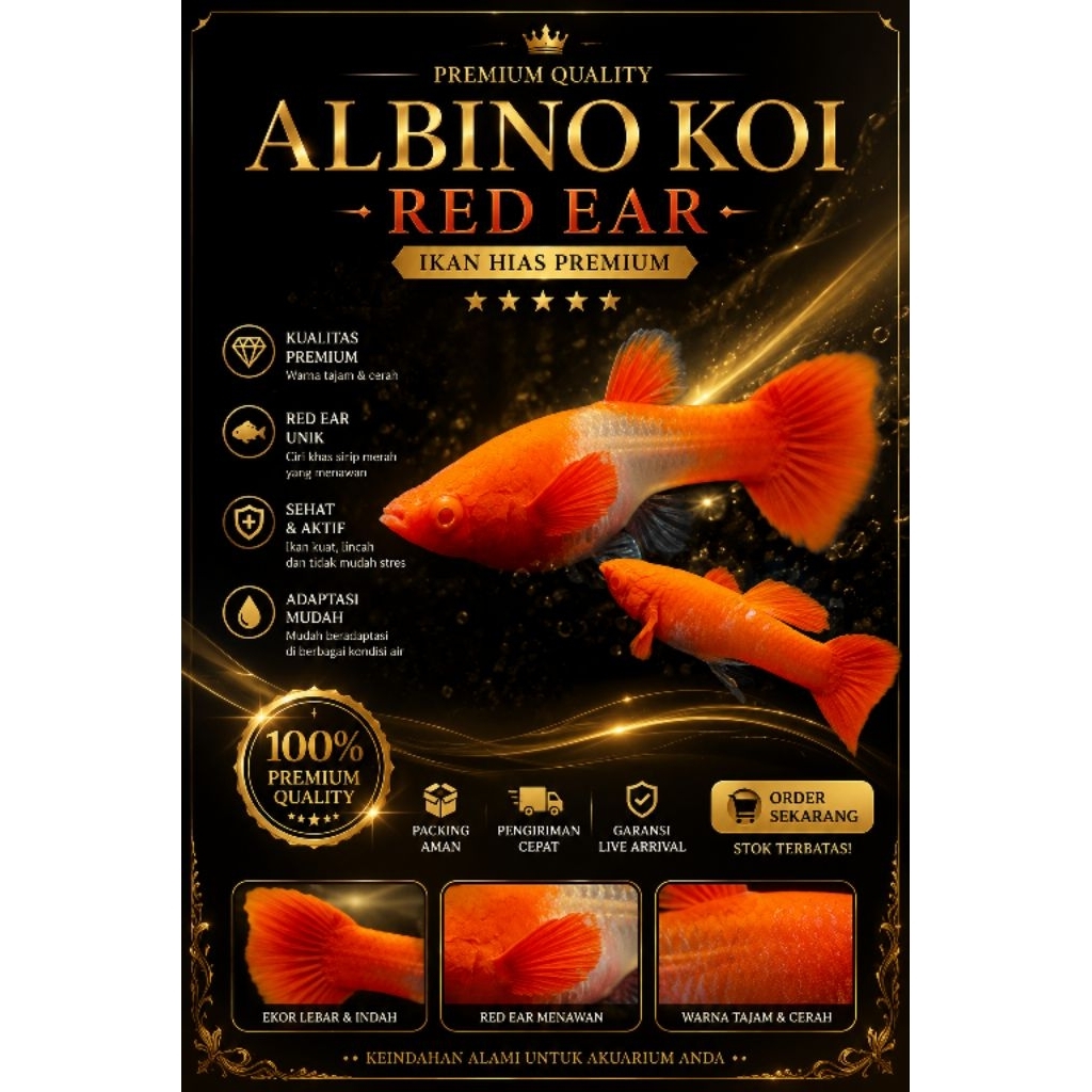 PREMIUM SEPASANG SIAP BREADING Albino Koi Red Ear Full OrangeAlbino Koi Red Ear Premium Super CerahI