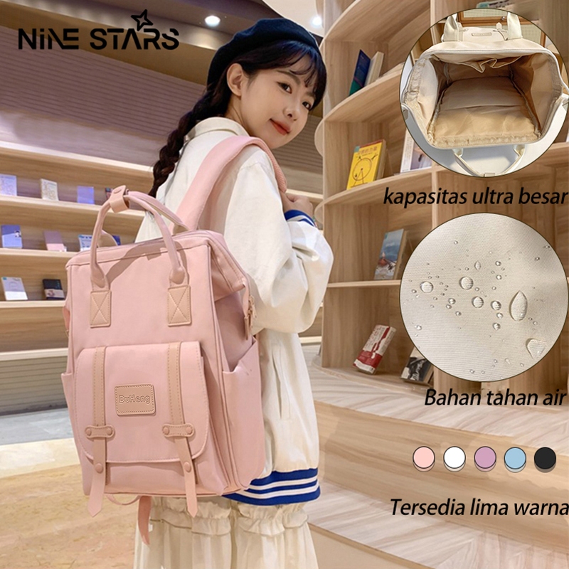 Nine stars ransel wanita korea tahan air tas sekolah perempuan kapasitas besar tas ransel kerja