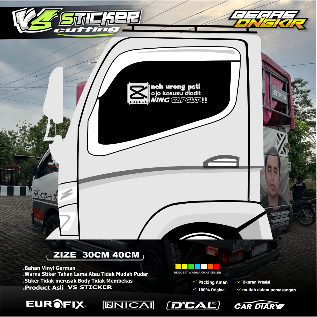 Stiker Cutting  Variasi kata motivasi untuk  kaca pintu bak Truk Mobil Canter Pick up tulisan  CAPCU