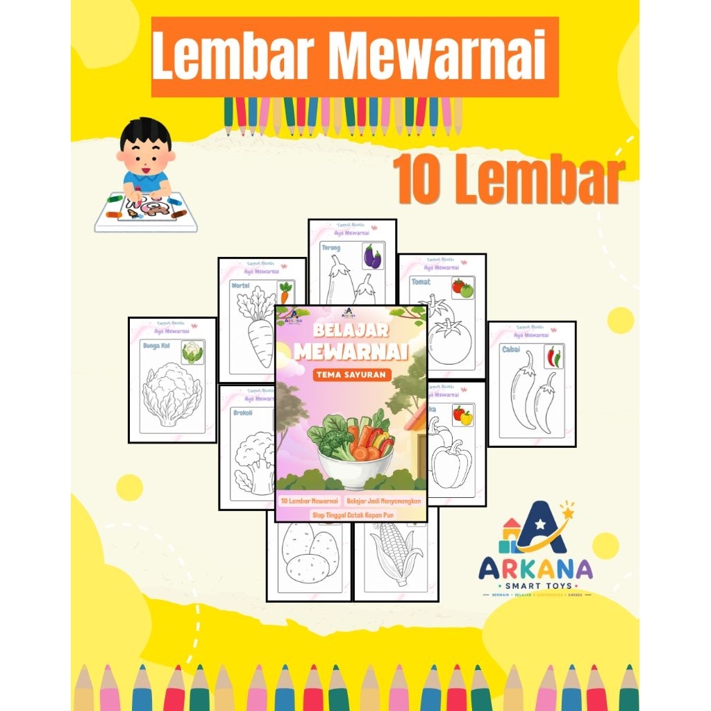 Worksheet Anak | Mewarnai Anak TK/Paud | Belajar Mewarnai | Kertas Mewarnai