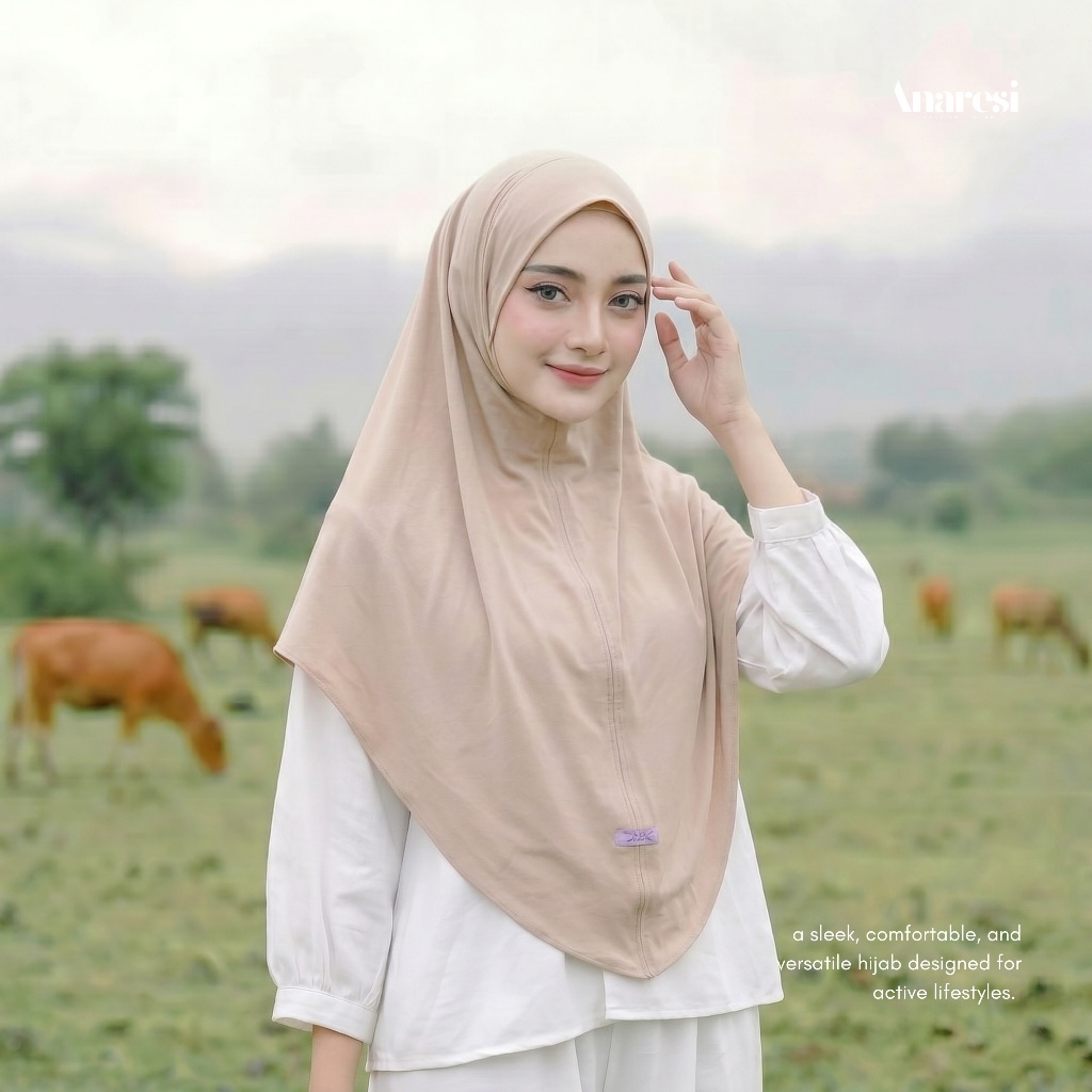 Anaresi – Kerudung Bergo Instan Wanita Jersey Premium Tanpa Pet Ukuran L