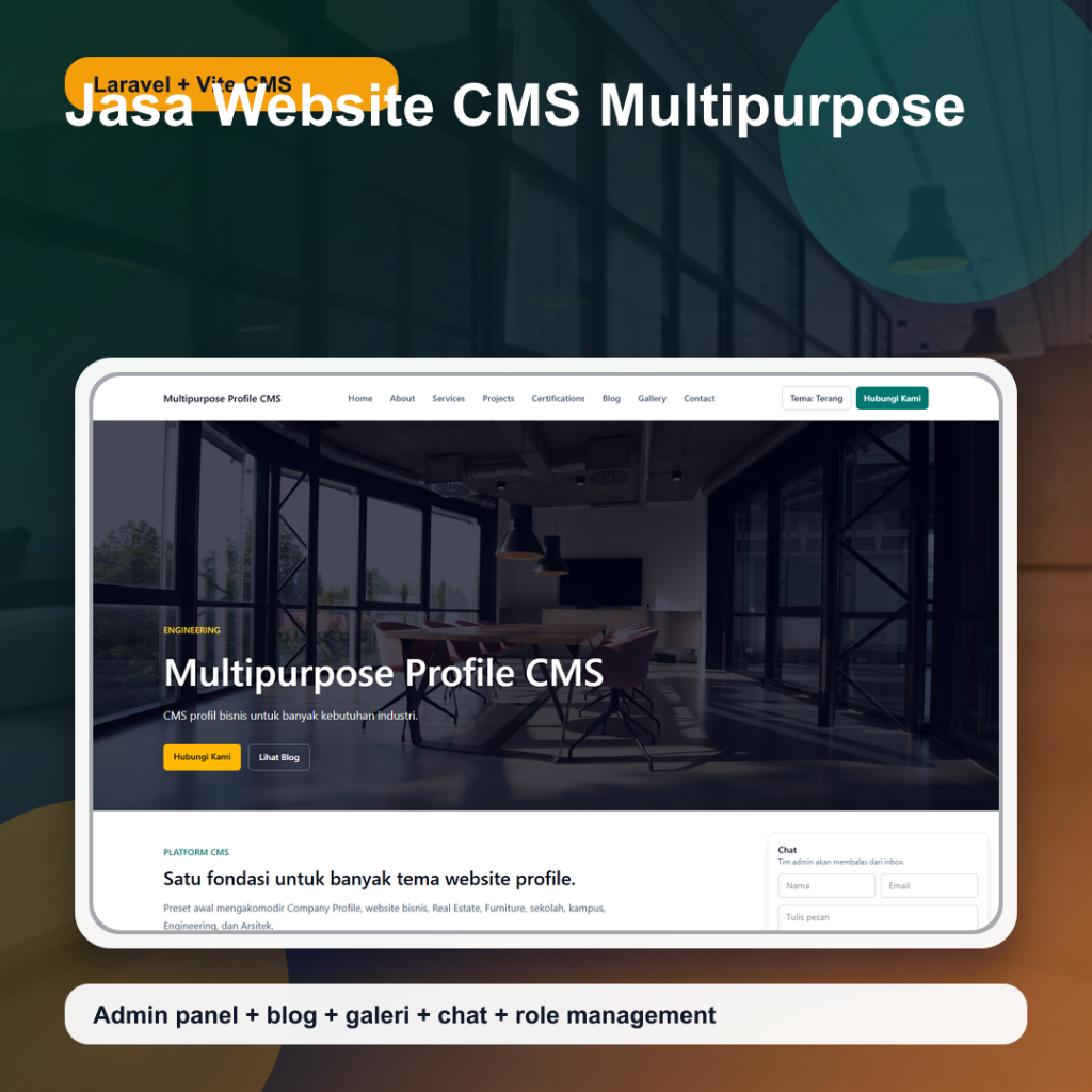 ID TECH Website CMS Multipurpose Laravel Company Profile Sekolah Kampus Properti Arsitek