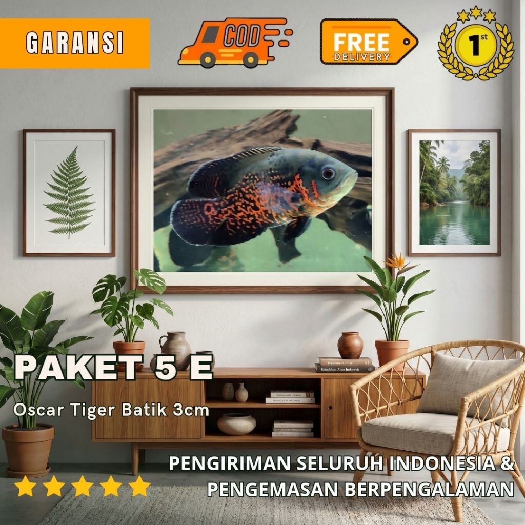 Hiasan Tank Hitam Batik Tiger Oscar 5 pcs