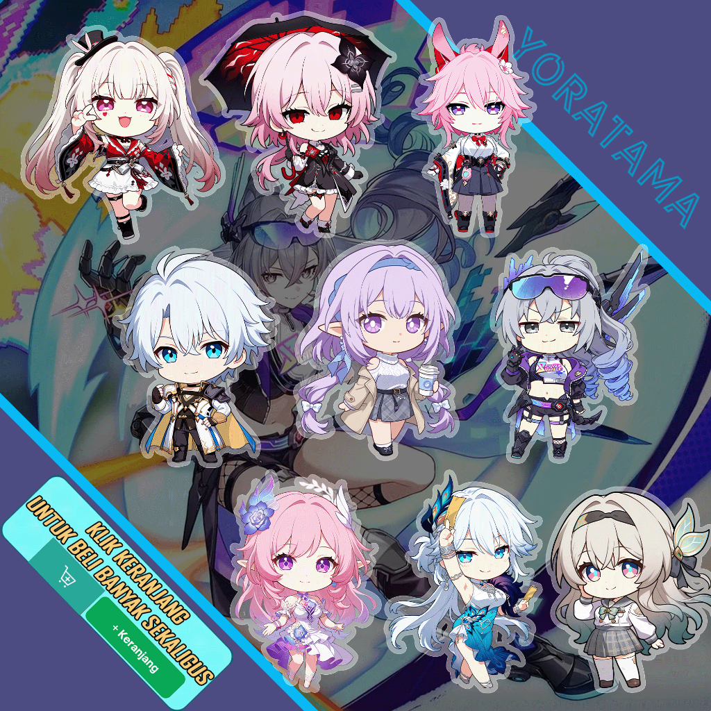 Gantungan Kunci Honkai HSR Cyrene Silverwolf Evanescia, Keychain Anime Lucu