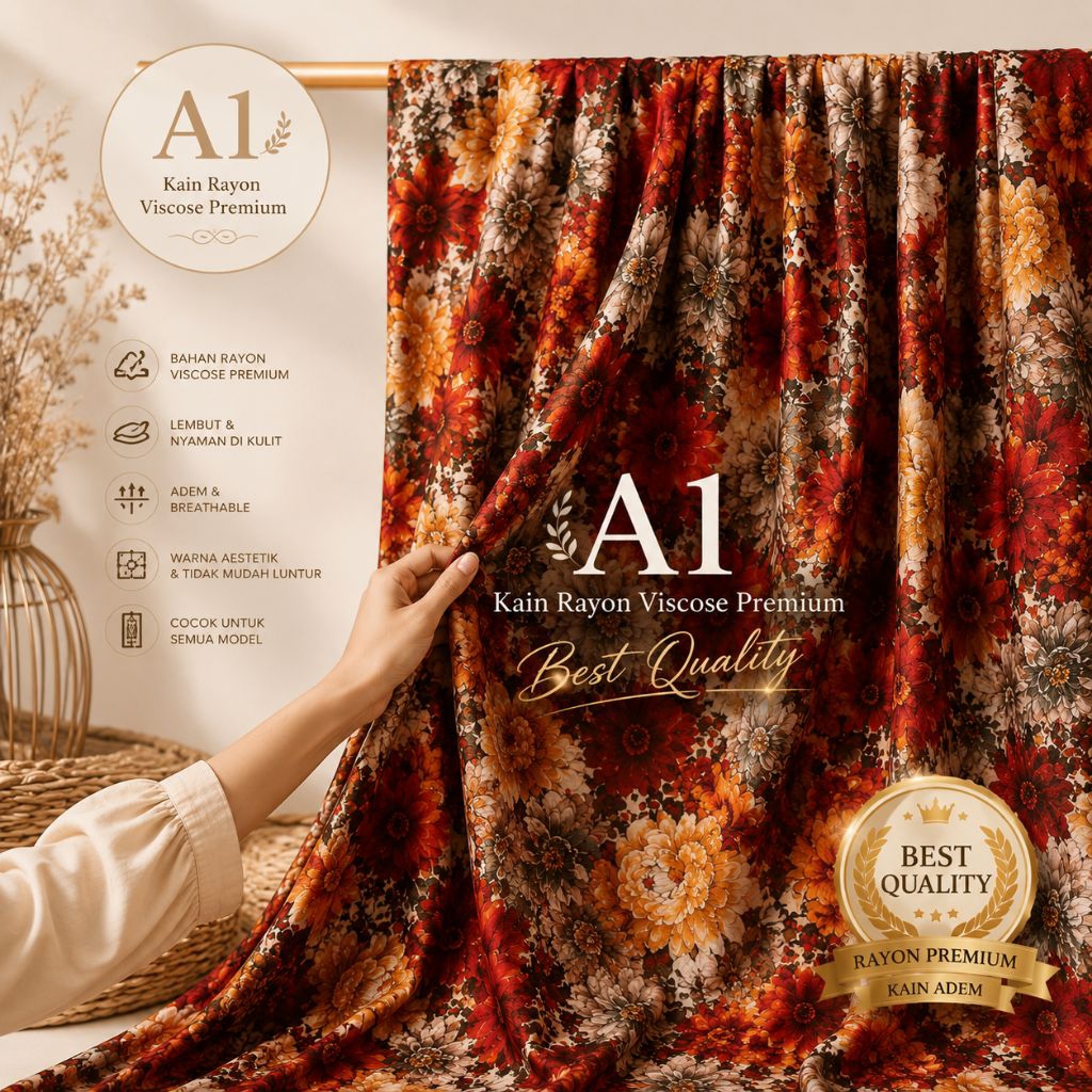 Kain Katun Rayon Viscose Premium Premium - Kain Rayon Motif Digital Printing Terpopuler - Kain Rayon