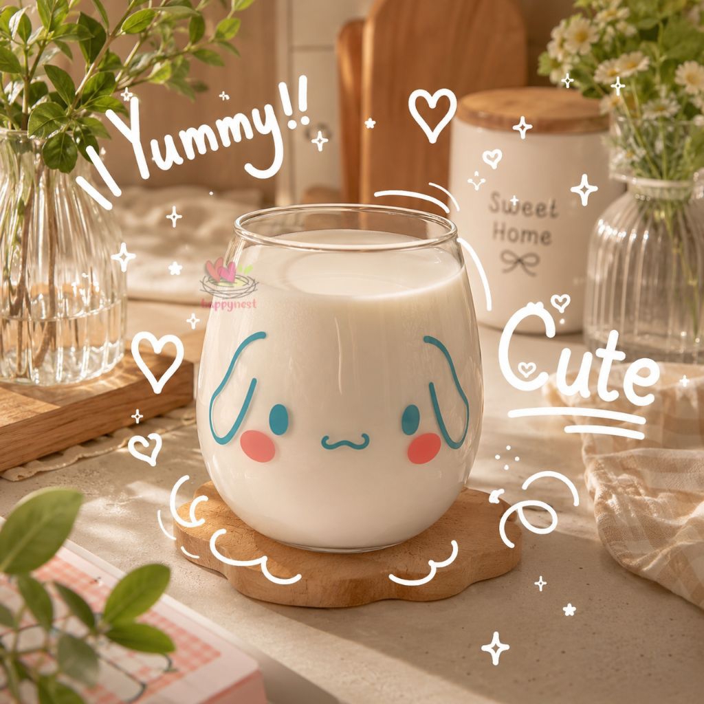 Gelas Karakter Sanrio Tuscany Cinnamoroll Hello Kitty Melody Rilakkuma Kuromi Pochacco Kado Hampers 