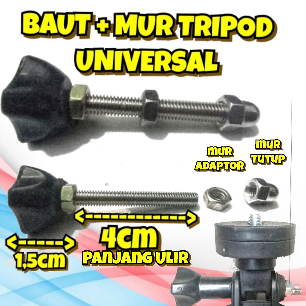 Mur & Baut Universal Tripod - Tutup Mur Kunci & Baut Putar Tangan Terpasang untuk Tripod