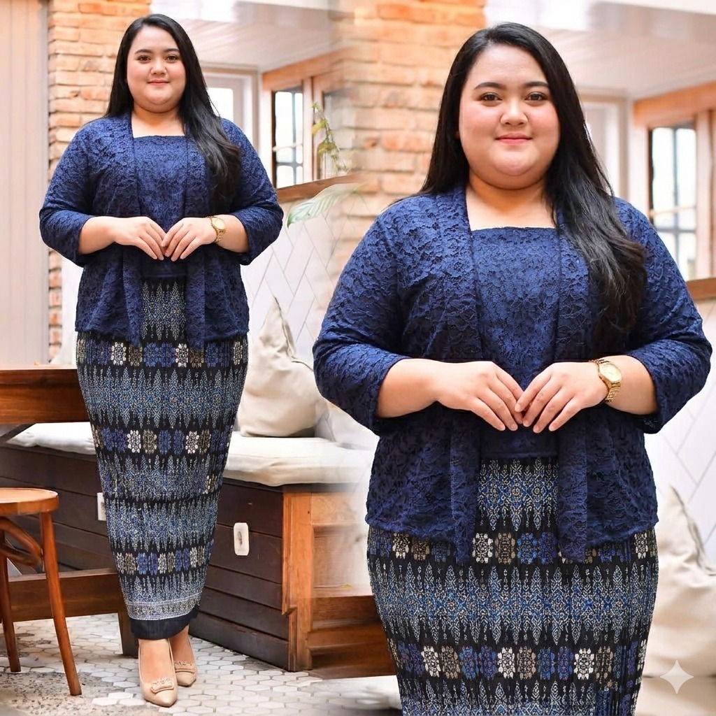 NYL_Batik Setelan Atasan Kebaya Kutubaru Jumbo Rok Plisket Batik Jumbo