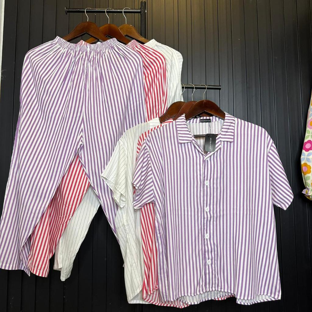 ZYT - Set Piyama Salur Premium Rayon Piyama Busui Bumil Friendly Sleepwear Set Baju Tidur Wanita Mot