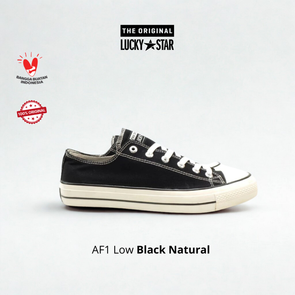 Lucky Star AF1 Low Black Natural Sepatu Sneakers Canvas Kasual