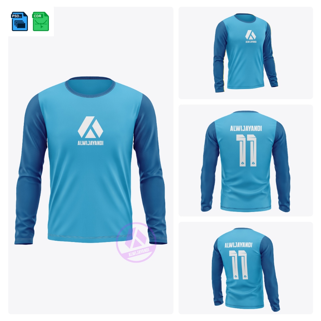 Mockup Jersey Oneck Lengan Panjang // PSD CDR // Untuk Presentasi Desain Olahraga