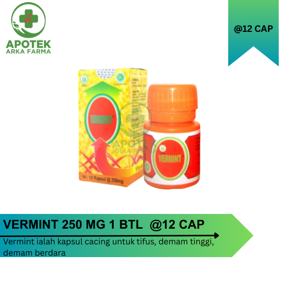 VERMINT Kapsul Cacing 12 Kapsul Obat Tipes Herbal Lumbrinus Rubellus Herbal