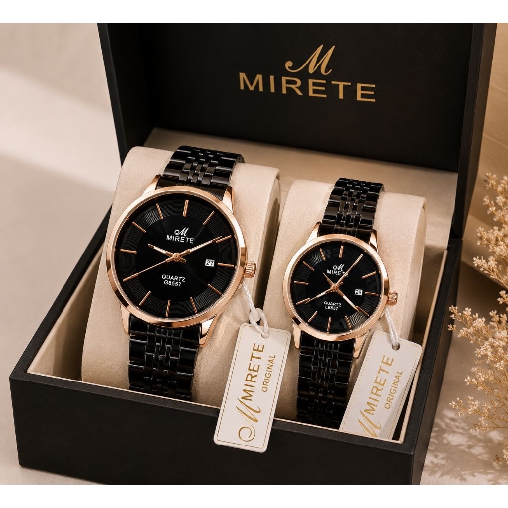 |||Mirete|||Jam Tangan Mirete Couple Pria&Wanita Original Realpict Tanggal Stainless Wateresistent M