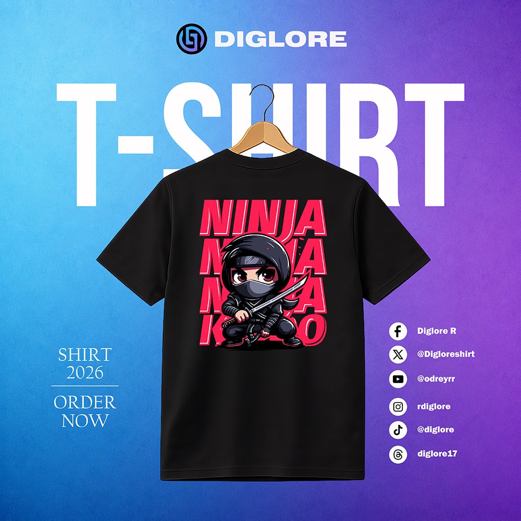 Baju Kaos Distro Samurai Diglore Cotton Combed 24s Tebal - T-Shirt Graphic Tee Back Print Karakter C
